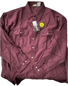 Vintage Field Stream Shirt Mens 3XLT Maroon Long Sleeve Flannel Button Shacket - Picture 1 of 8