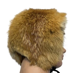 Amber Fox Fur Womens Hat  Chinstrap Après Ski Winter Vtg Designed By Lora - Picture 1 of 17