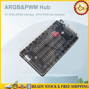 10-in-1 ARGB Controller Temperature Control ARGB PWM Hub for PC Case Chassis -NE - Afbeelding 1 van 11