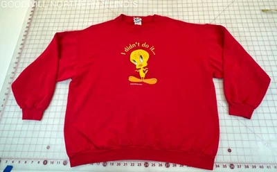 复古 90 年代 Looney Tunes Tweety Bird Didnt Do It 90 年代华纳兄弟运动衫 XL — 第 1/4 张图片