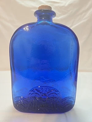 Vintage Cobalt Blue Glass Decanter Bottle Made In  Spain With Sticker! - Image 1 of 4