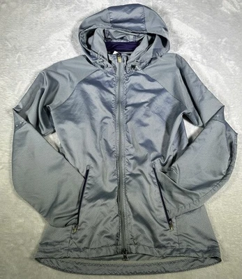 Jaqueta Nike Storm Fit Windbreaker Feminina XS Cinza Zíper Completo Capuz Destacável Corrida Jog - Imagem 1 de 4
