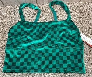 Colsie Checkered Velvet Brami. Green. Size: Medium. NEW! - Picture 1 of 16