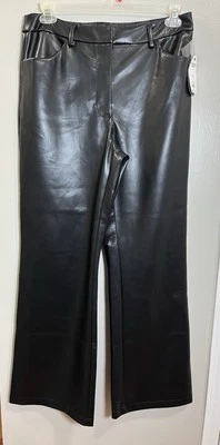Women’s Scoop Faux Leather Straight Leg Trouser Pants. Sz 12. Edgy. Chic. Goth - Image 1 of 4