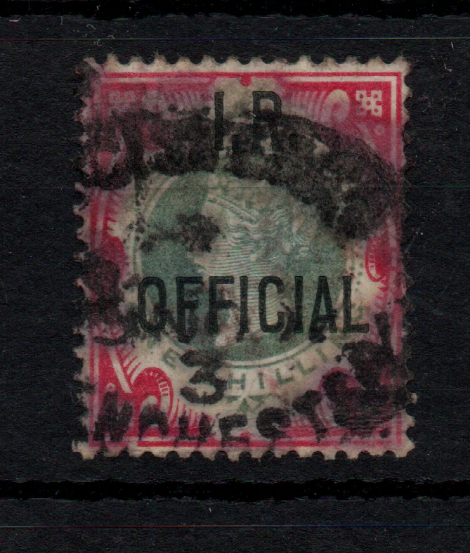 GB QV 1901 1/- verde y carmín I.R. Oficial usado pesado PMK SG#O19 WS44693 Foto 1 de 1