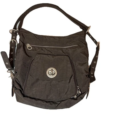 Bolso Baggallini Marrón Oscuro Multi Seccional Multi Bolsillo Nylon Correa Desmontable Foto 1 de 4