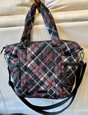 Bolsa tote Vera Bradley pequena Paris xadrez desempenho sarja pequena várias alças A++ - Imagem 1 de 4