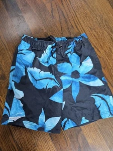 Cherokee Boys Swim Trunk Black With Blue Flowers Size Xs - Picture 1 of 5