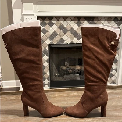 Botas Alfani Marrón Imitación Gamuza Tacón Alto Hasta la Rodilla Talla 7 Nuevas en Caja Foto 1 de 4