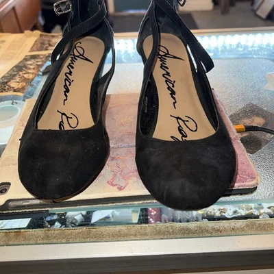 American Rag Black Faux Suede Wedge Shoe Size 7.5 W - Image 1 of 4