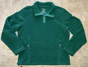 LL Bean Fleece Pullover 1/4 Snap Mens Large Regular Green Polartec Jacket - Picture 1 of 9