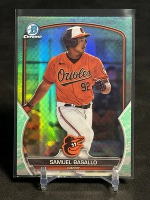 2023 Bowman Draft Chrome Prospect #BDC-179 Samuel Basallo Lunar Glow Refractor - Image 1 of 3