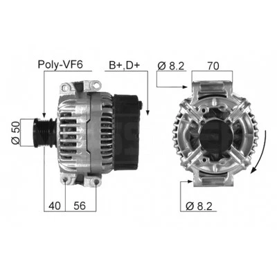Alternator EB238Q 28-3744 301630RIV CAL10272AS CAL10272ES 944390439100 9213222 - Image 1 of 2