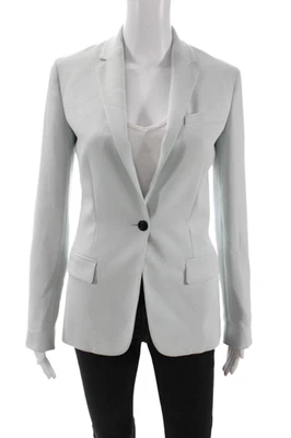 Chaqueta Blazer Theory Mujer Cuello Muesca Sólida Abotonada Azul Claro Talla 00 Foto 1 de 4