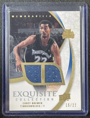 COREY BREWER 2007-08 UPPER DECK EXQUISITE COLL #72 ROOKIE PARALLEL JERSEY RC /22 - Image 1 of 2