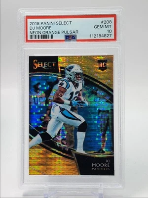 DJ MOORE 2018 SELECT FIELD LEVEL ROOKIE NEON ORANGE PULSAR RC /9 PSA 10 Q2756 - Image 1 of 2