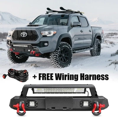 Stubby Front Bumper Guard W/ Winch Plate & LED Light For 2016-2023 Toyota Tacoma - Image 1 of 4