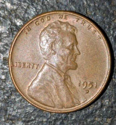 1951 D 1c Wheat Cent D/D Rpm Repunched Mint Mark North Extra Fine Brown Bn - Image 1 of 4
