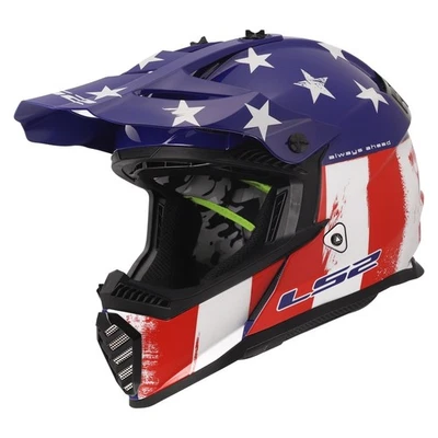 Casco LS2 Gate Youth Battle Scar rojo brillante blanco azul talla grande Foto 1 de 4