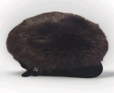 Sombrero de piel de castor esquilado vintage negro felpa mediados de siglo sombrerería banda de terciopelo Foto 1 de 4