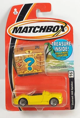 Matchbox Ferrari 360 spider yellow treasure inside card creased - Image 1 of 2