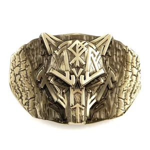 Runic Wolf german silver belt buckle, Scandinavian Old Norse Celtic werewolf - Picture 1 of 19