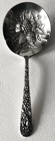 Antique Kirk & Sons REPOUSSE Sterling Silver BON BON SPOON SMALL SERVING Cover