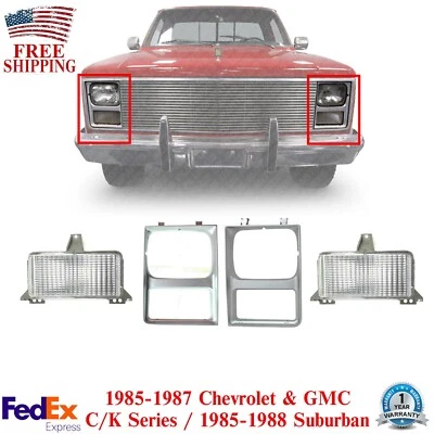 Porta de abajur frontal + lâmpadas de estacionamento para 1985-1987 série C/K/ 1985-88 Suburban - Imagem 1 de 4