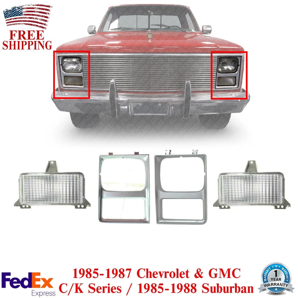 Porta de abajur frontal + lâmpadas de estacionamento para 1985-1987 série C/K/ 1985-88 Suburban - Imagem 1 de 4