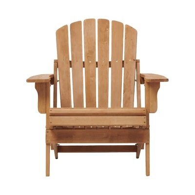 Silla Adirondack plegable de madera de gran tamaño para exteriores con respaldo premontado  Foto 1 de 4