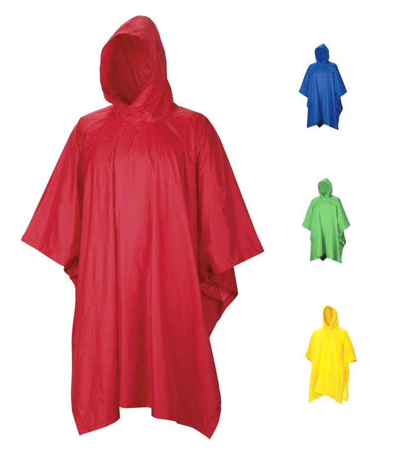  WATERPROOF HOODED PONCHO hiking smock jacket camping 4 colours outdoor rain mac - Image 1 of 1