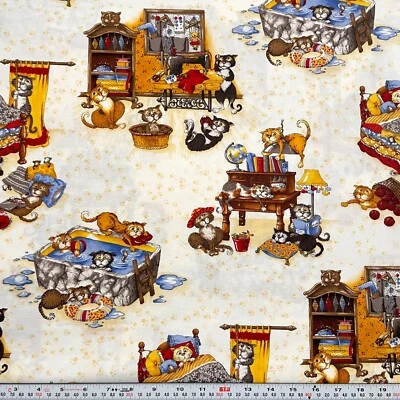 Tela de algodón Cat's Meow RJR 2007 por media yarda 18" x 44" Foto 1 de 2