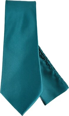 Juego de corbata y pañuelo Stacy Adams verde azulado patrón liso poliéster hecho a mano 3,25" de ancho Foto 1 de 4