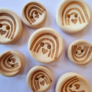Wooden Rainbow Buttons  | Craft Supplies | Scrapbooking | Sewing | Knitting - Picture 1 of 2