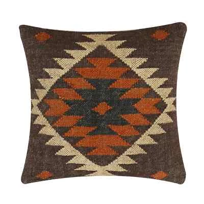 cushion cover handmade Throw Pillow Jute kilim pillow cover Navajo south western - Image 1 of 3