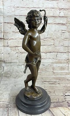 Bronze Amor Cherub Von Französisch Bildhauer Auguste Moreau Vintage Kunst Statue - Bild 1 von 4