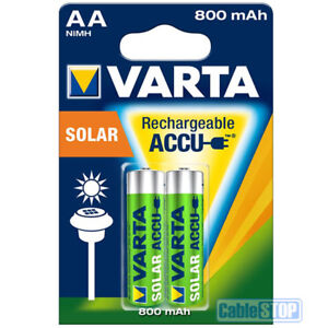 VARTA AA Rechargeable SOLAR GARDEN LIGHTS Batteries 800mAh Pack of 2