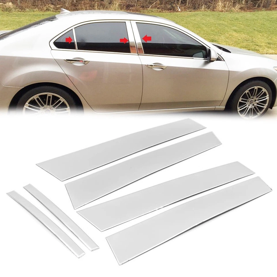 Juego de 6 molduras de poste de pilar de puerta de acero inoxidable para Acura ILX 2013-2020 Foto 1 de 1