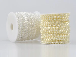 5 Meters Acrylic Flatback Pearl Bead 6mm Chain Garland Trims Wedding Bouquet - Picture 1 of 10