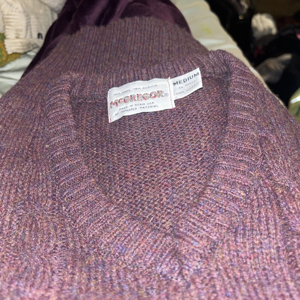 Chaleco Suéter McGregor De Colección Para Hombre Mediano Cuello en V Mezcla de Lana Tejido con Cable EE. UU. Foto 1 de 1