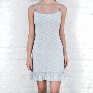 Brandy Melville Colleen Dress Blue Floral Ruffle Hem Tie Back One Size - Bild 1 von 10