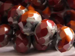 10 - 9x6mm CZECH BRICK RED & TERRA COTTA PICASSO FACETED RONDELLE GLASS BEADS - Picture 1 of 3