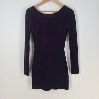 Insight Mujer Mini Vestido Talla 6 Terciopelo Granate Manga Larga Cremallera 064641 Foto 1 de 4