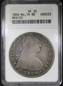 1804 MO TH Mexico 8 Reales Portrait ANACS VF25 Soapbox Holder - Picture 1 of 2