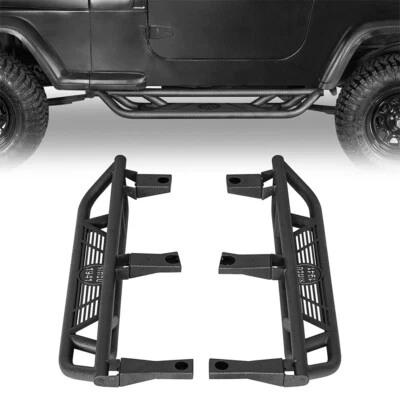Подножки стальные раскрывающиеся боковые подножки для Jeep Wrangler YJ 1987-1995 годов выпуска 2 шт - Изображение 1 из 4