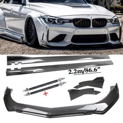 Universal For BMW Carbon Fiber Front Bumper Lip Spoiler Side Skirt Body Kits Foto 1 de 4