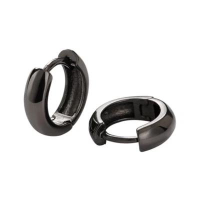 Brincos de argola femininos pequenos folheados a prata 925 simples Huggie 3x13mm TH2 - Imagem 1 de 4