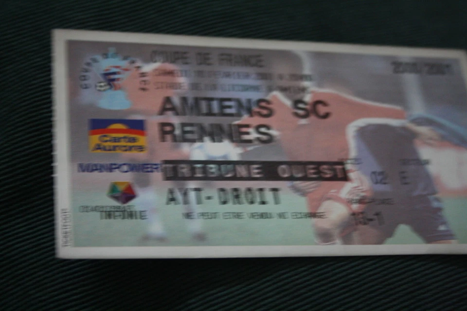 ticket )) AMIENS V RENNES - Coupe de Frane 2000/2001 - Photo 1/1