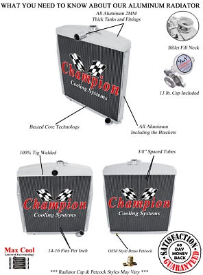 Rel Champion 3 Row All Aluminum Radiator for 1949 - 1952 Pontiac Streamliner Foto 1 de 4