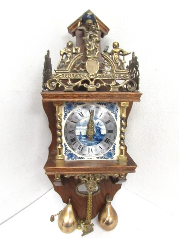 Vtg Franz Hermle Dutch Nu Elck Syn Sin 261080 Atlas Ornate Wall Clock For Repair Cover